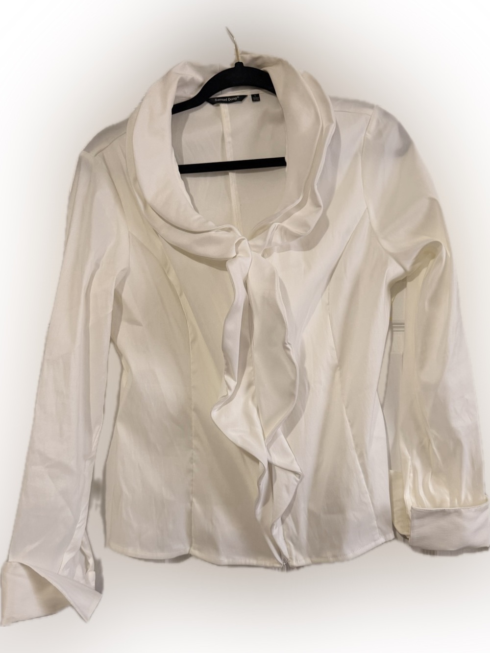 Samuel Dong White Ruffle-Front Blouse